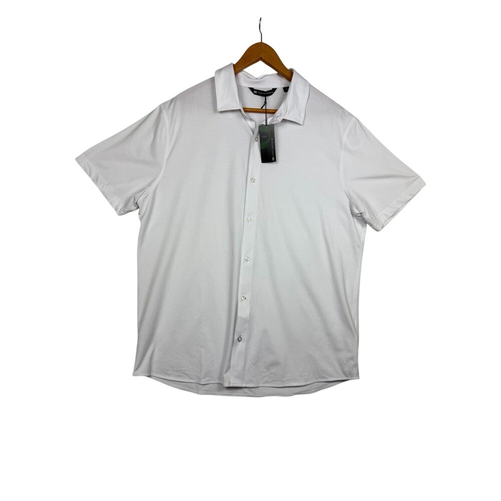Travis Mathew Men’s XL The Heater Button Up Shirt NWT White Golf Performance